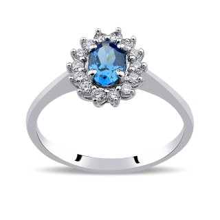 0,75 Karat Pırlanta Safir Yüzük