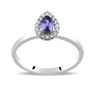 0,37 Karat Pırlanta Safir Yüzük