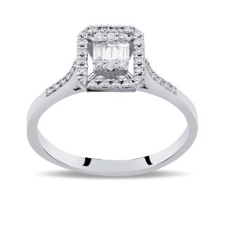 0,22 Karat Pırlanta Baget Yüzük